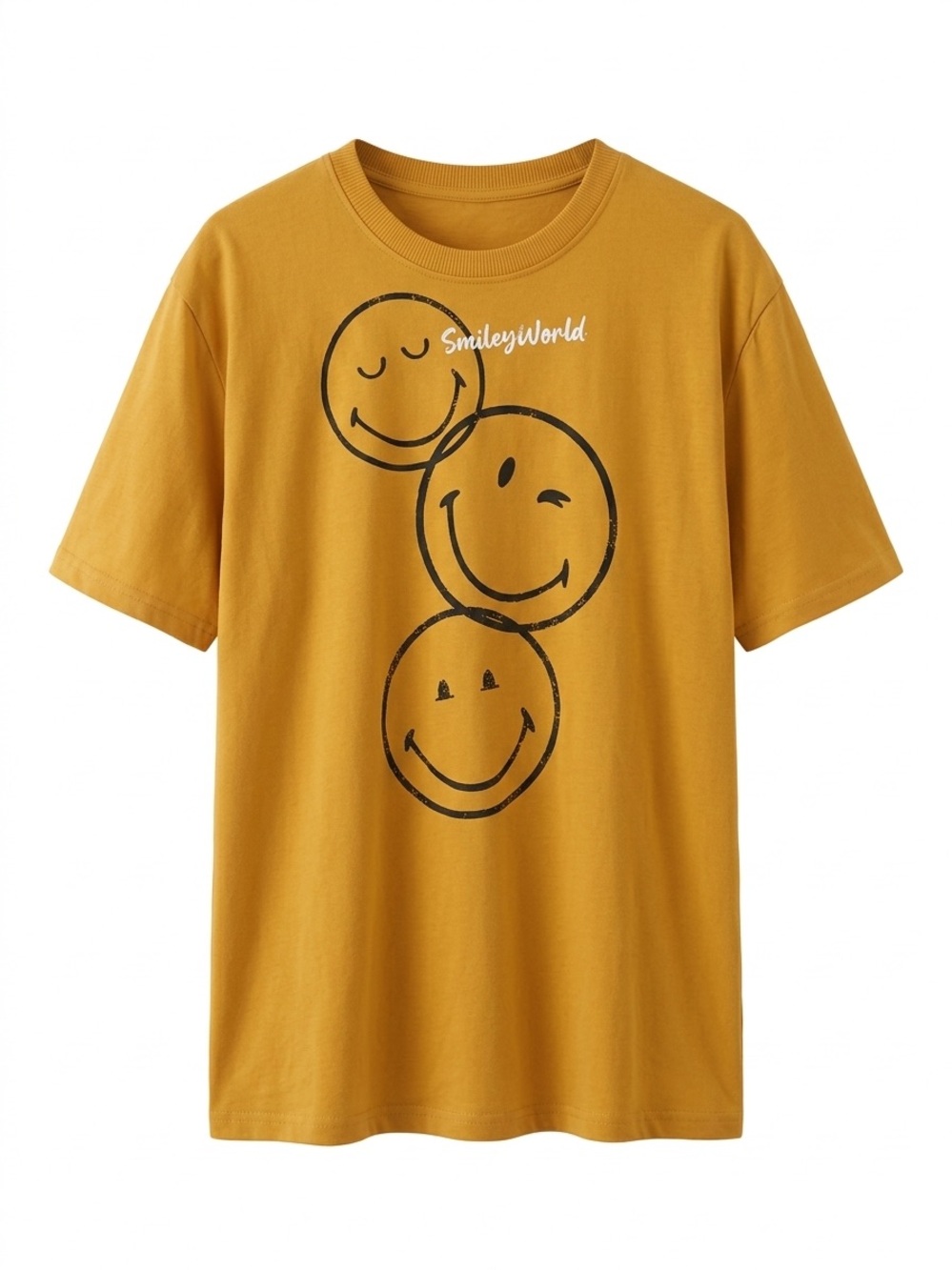 SmileyWorld Mustard Short Sleeve oversized graphic tee